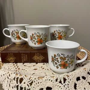 Vintage Corelle by Corning Indian Summer Mid Century Coffee Cup Lot set of Four